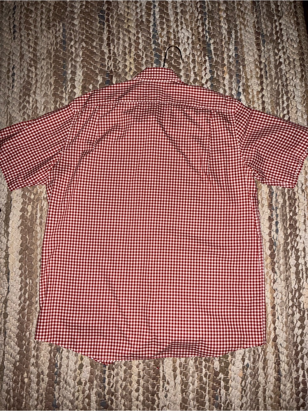 L.L. Bean Red and White Gingham Short-Sleeve Button-Down Shirt - Picture 2 of 3
